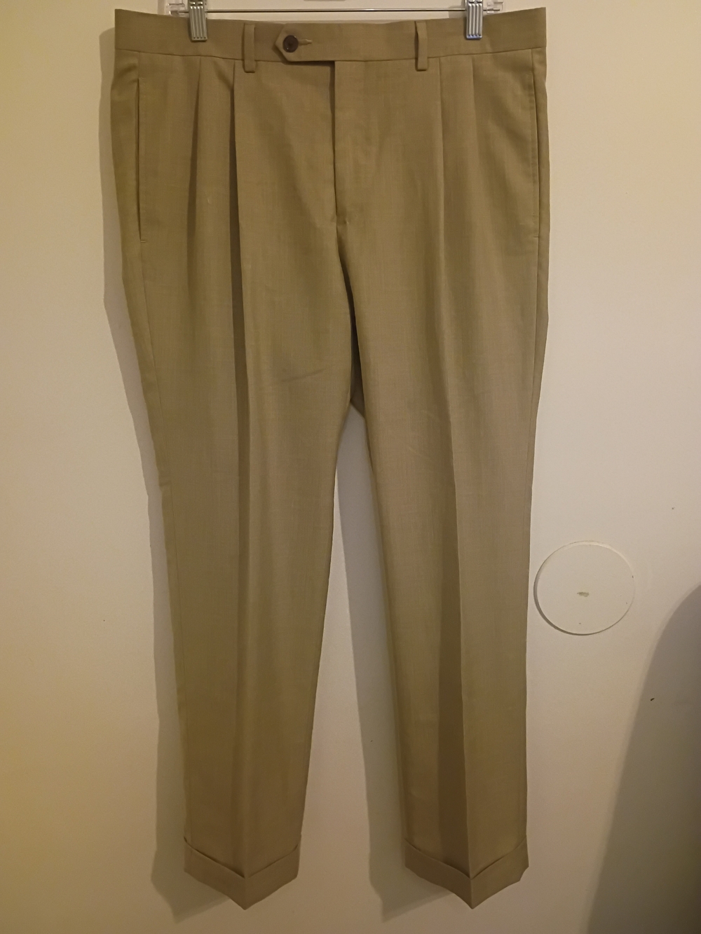 Ralph Lauren Men's Pleated Dress Pants in Light Khaki Cuffed Sz 34/30